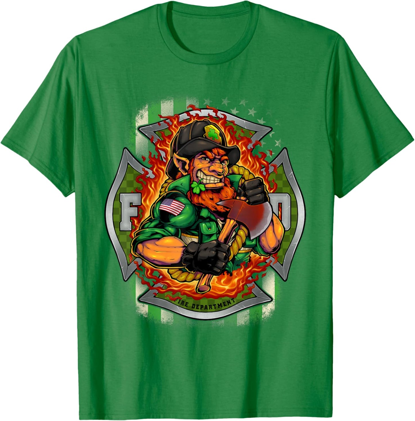 Cute Funny St Patrick's Day Shirt Leprechaun Firefighter T-Shirt - T-Shirt | Irish Green