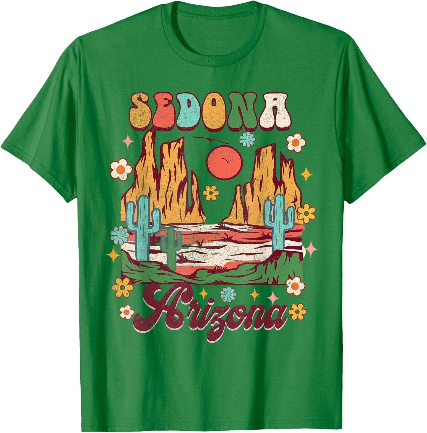 Sedona Arizona Exploring Nature Lover Bachelorette Groovy T-Shirt - T-Shirt | Irish Green