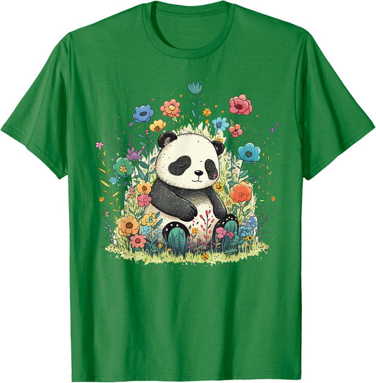 Cute Baby Panda on Panda Children and Panda Kids T-Shirt - T-Shirt | Irish Green