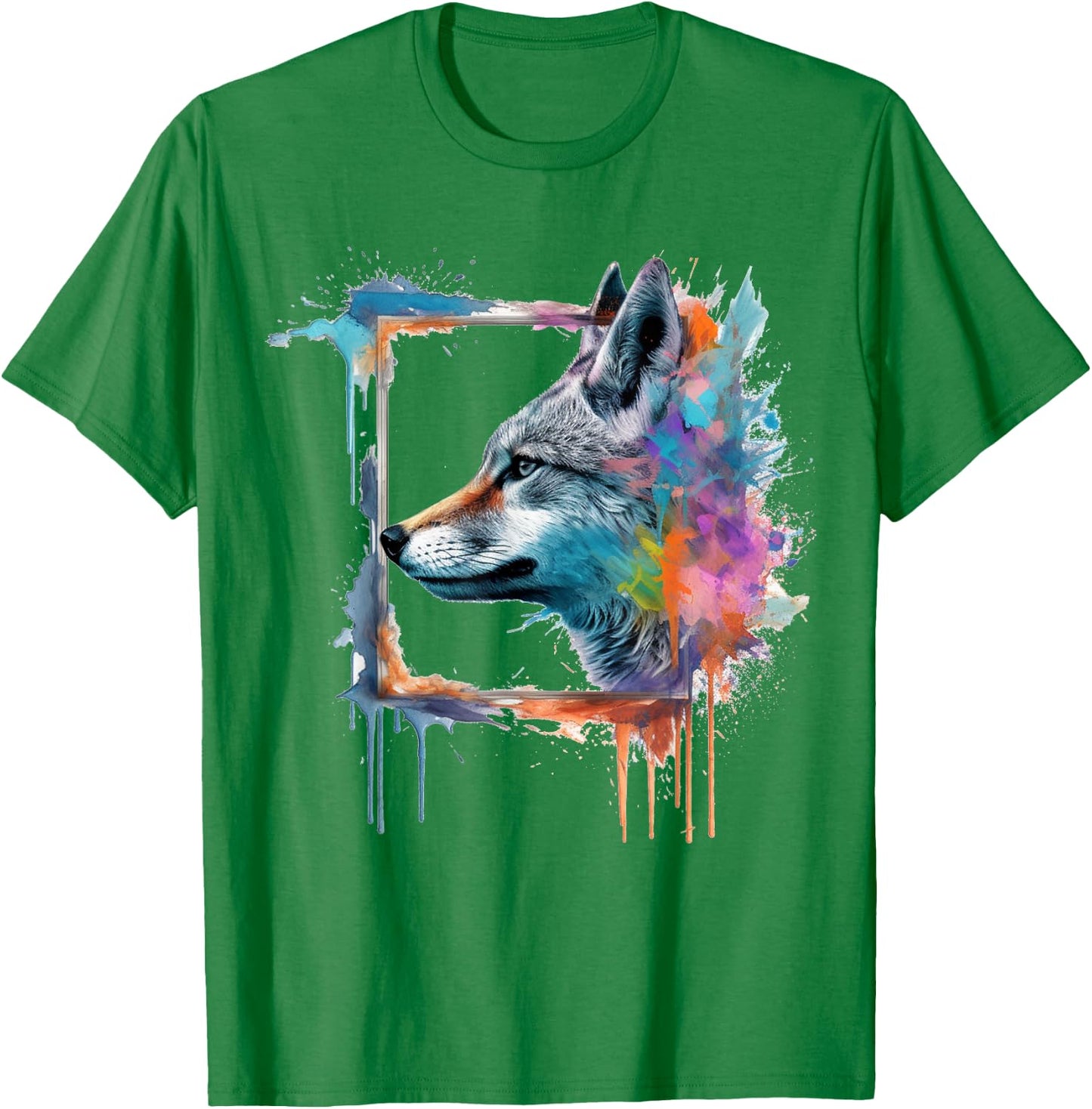 Fox Art Colourful Animal Fox T-Shirt - T-Shirt | Irish Green