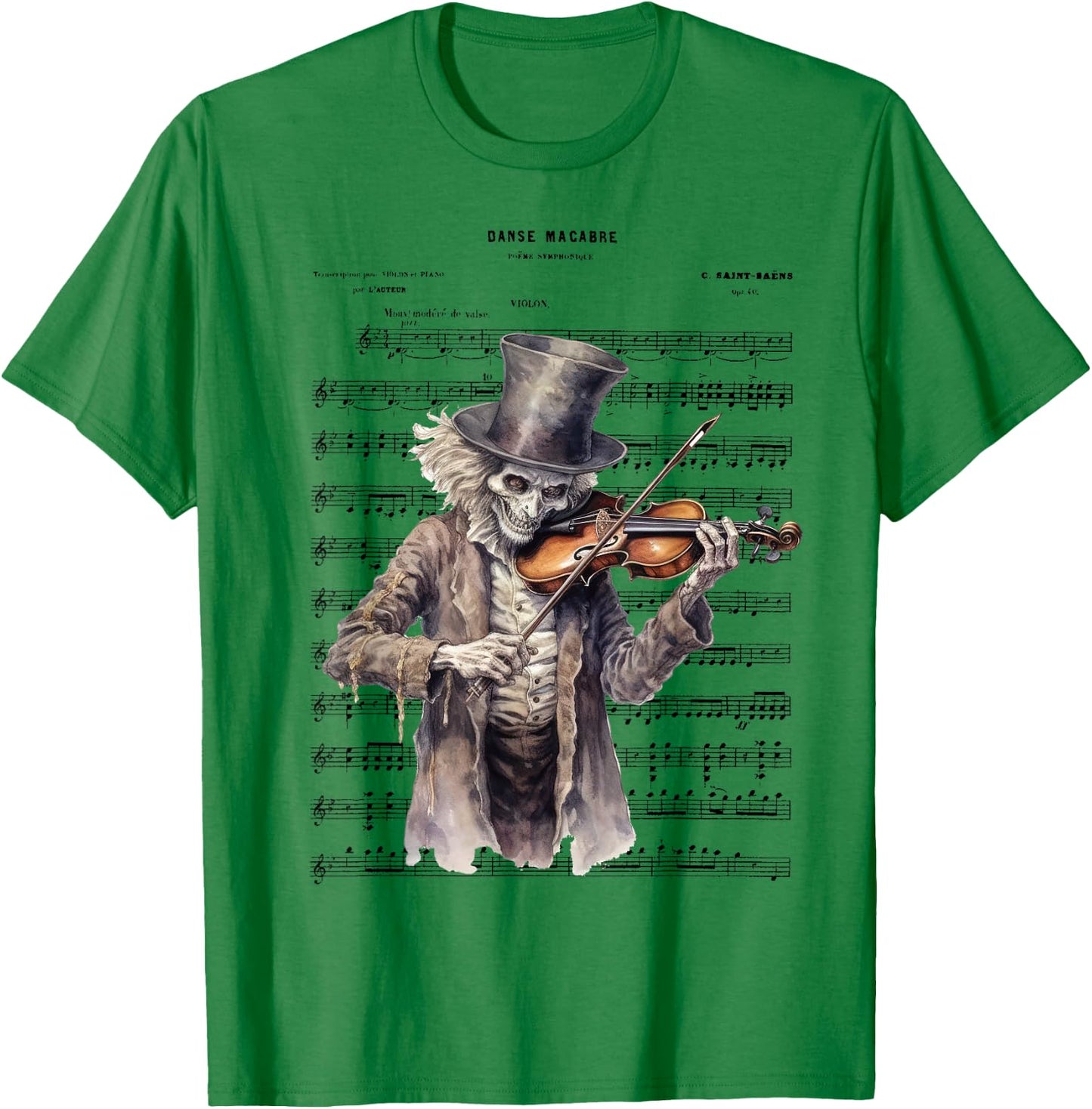 Danse Macabre Violin Halloween T-Shirt - T-Shirt | Irish Green