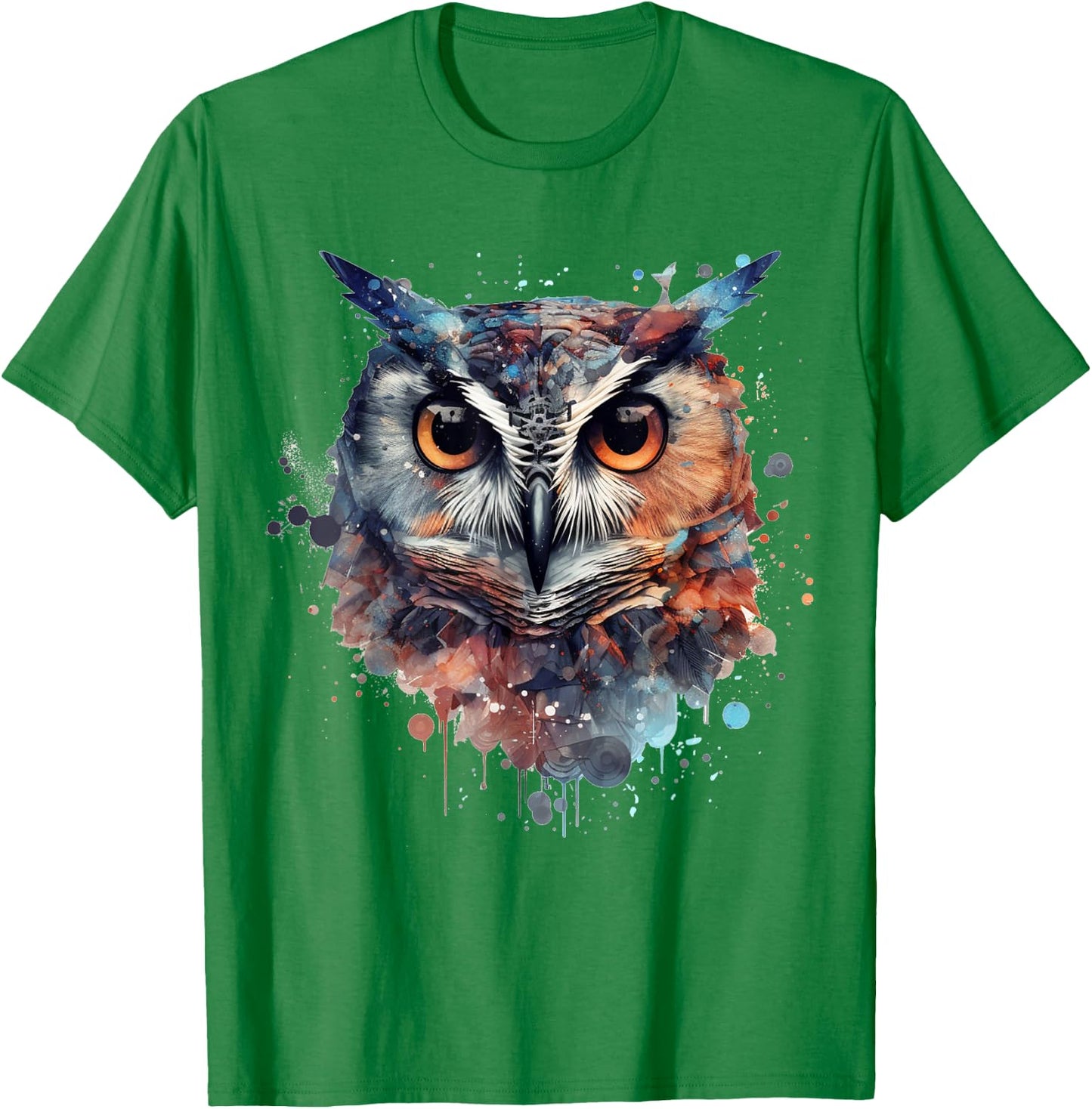 Owl animal lovers colourful artwork - animal bird art owl T-Shirt - T-Shirt | Irish Green