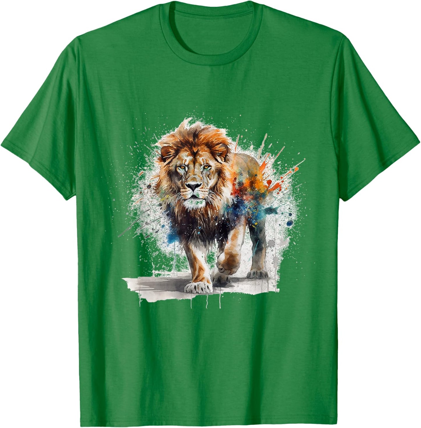Lion Artwork - Colourful Art Zoo Animal Lion T-Shirt - T-Shirt | Irish Green