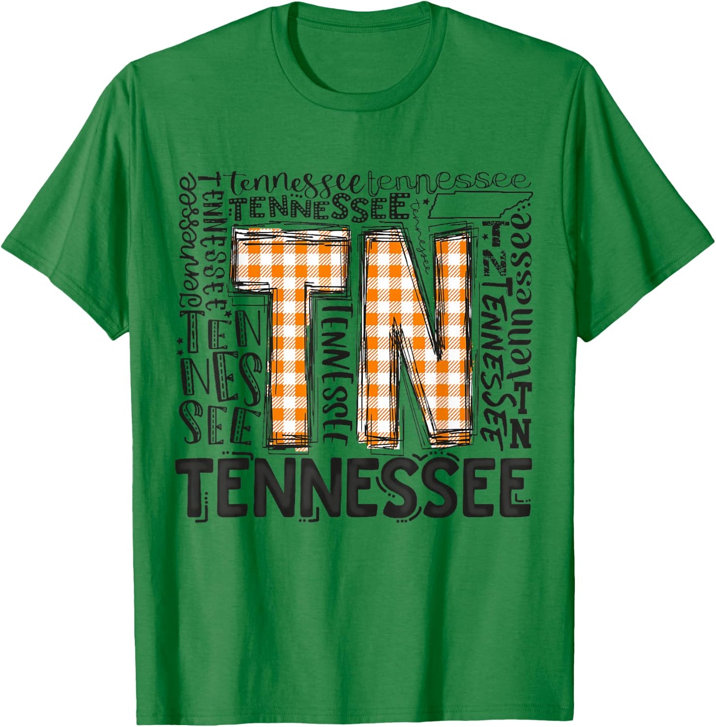 Tennessee State Flag Orange Plaid TN T-Shirt - T-Shirt | Irish Green