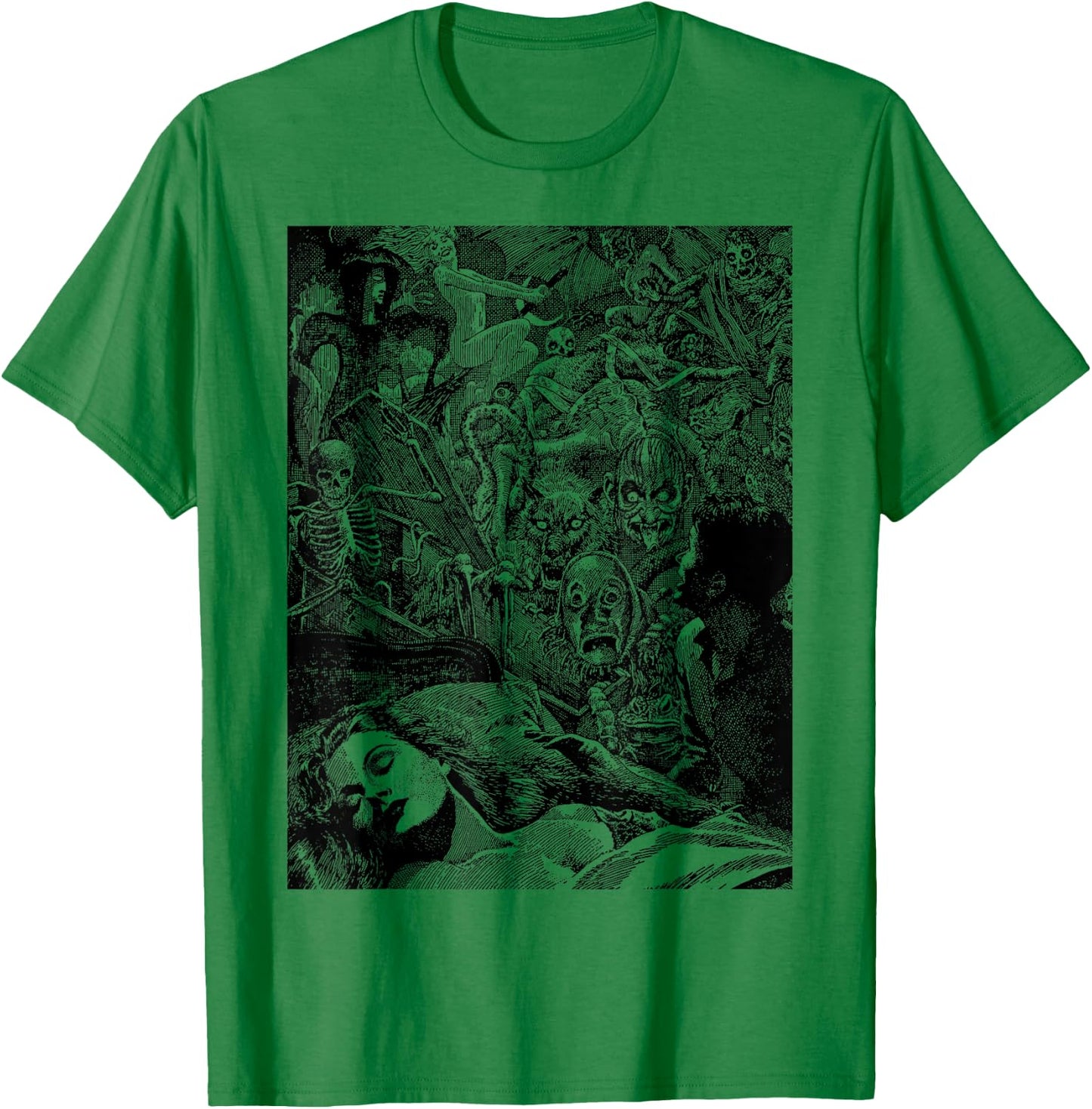 Classic Halloween Monsters Slasher Horror Movie Horror Show T-Shirt - T-Shirt | Irish Green