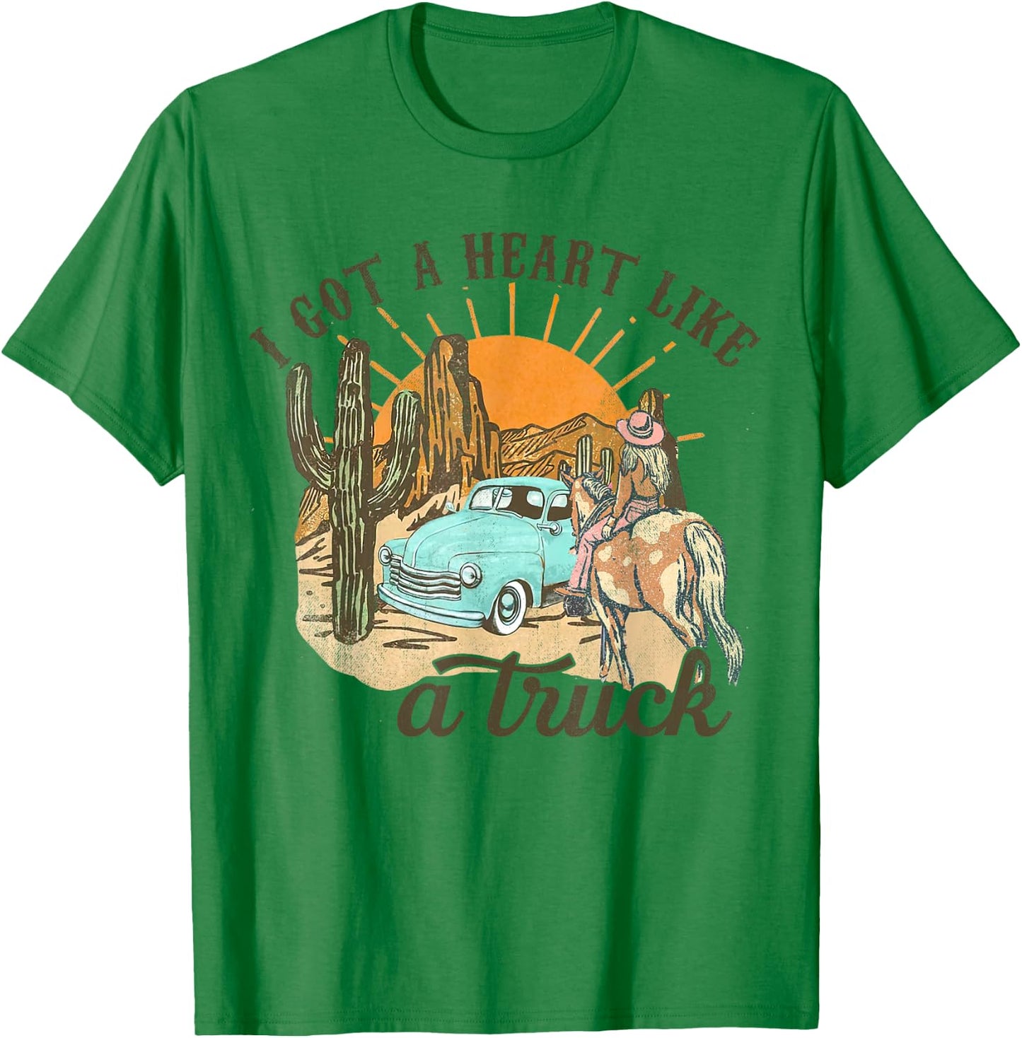 Heart Like A Truck, Howdy Rodeo Western, Southern Cowgirls T-Shirt - T-Shirt | Irish Green