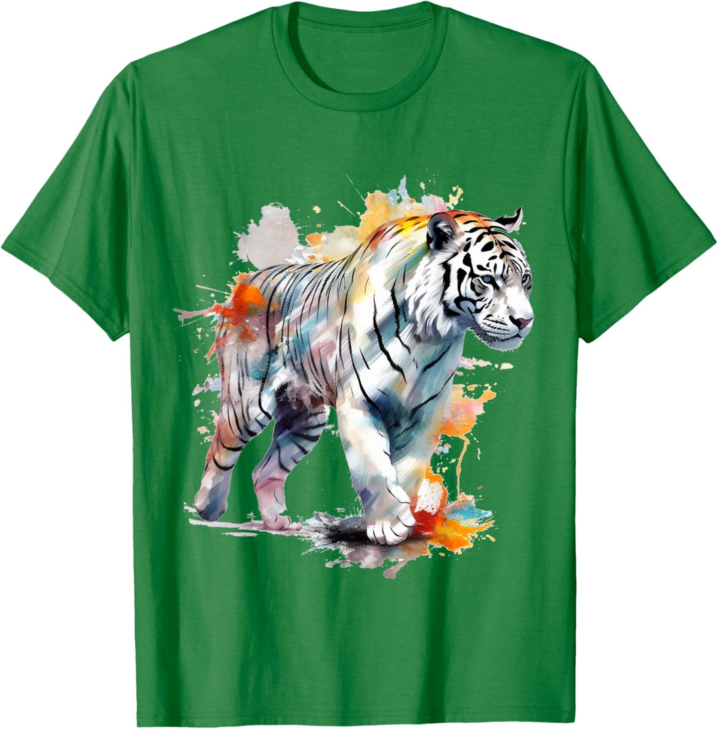 Tiger Colourful Artwork - Zoo Animal Tiger T-Shirt - T-Shirt | Irish Green