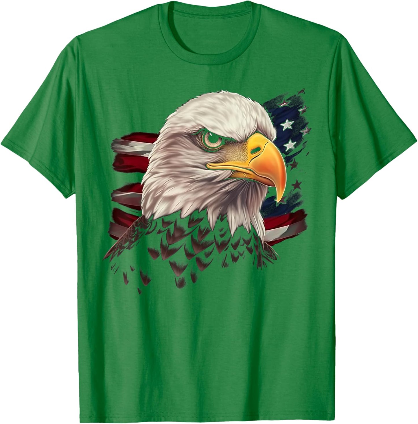 American Flag Eagle Birds USA Patriotic Design T-Shirt - T-Shirt | Irish Green