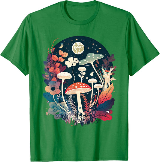 Aesthetic Goblincore and dark Cottagecore Mushroom T-Shirt - T-Shirt | Irish Green