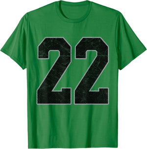 Number 22 Numbered Uniform Sports Team Jersey 22nd Birthday T-Shirt - T-Shirt | Irish Green