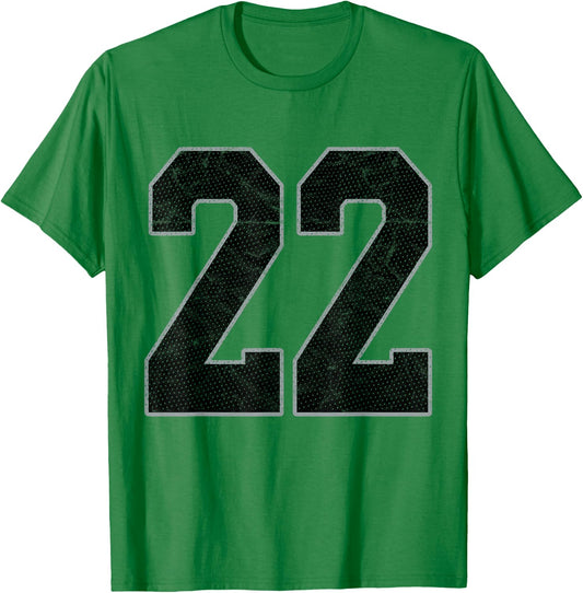 Number 22 Numbered Uniform Sports Team Jersey 22nd Birthday T-Shirt - T-Shirt | Irish Green