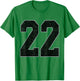 Number 22 Numbered Uniform Sports Team Jersey 22nd Birthday T-Shirt - T-Shirt | Irish Green
