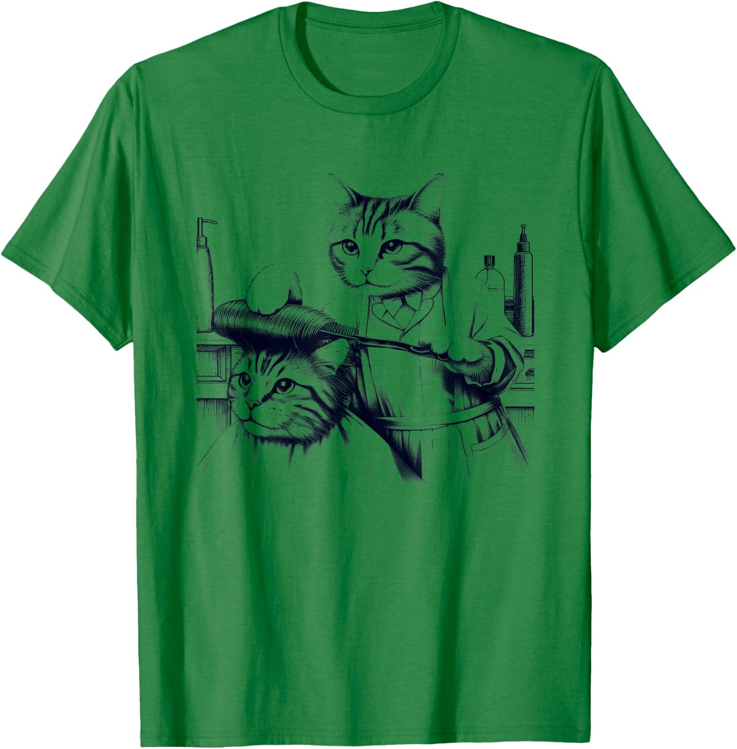Vintage Retro Hair Stylist Cat Kitten Lover Men Women Kids T-Shirt - T-Shirt | Irish Green