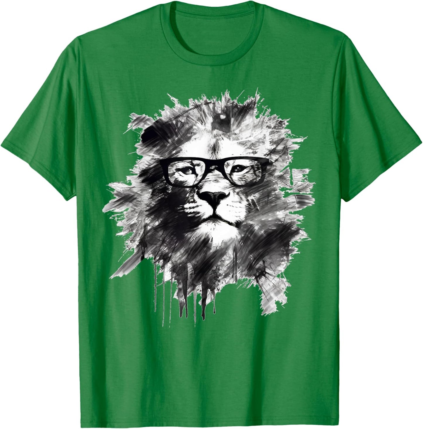 Lion Artwork Glasses - Art Animal Drawing Lion T-Shirt - T-Shirt | Irish Green