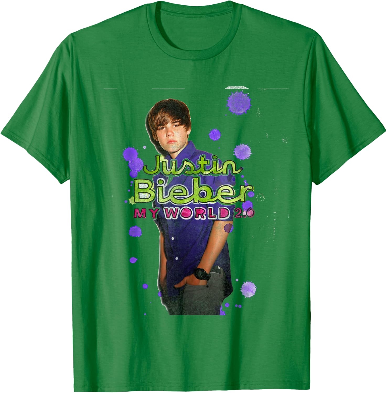 Official Justin Bieber My World 2.0 White T-Shirt - T-Shirt | Irish Green