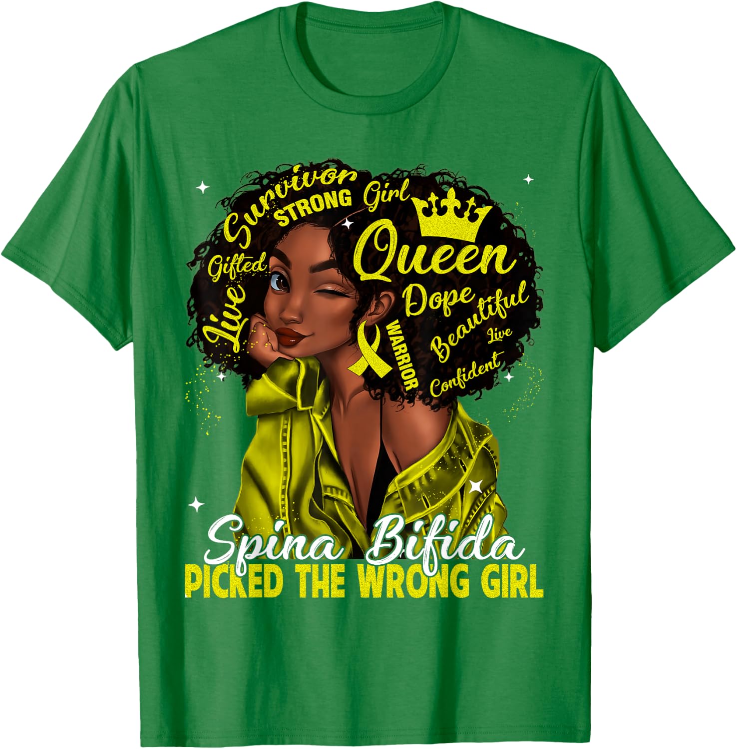 Spina Bifida Picked The Wrong Girl Black Queen Women Girls T-Shirt - T-Shirt | Irish Green