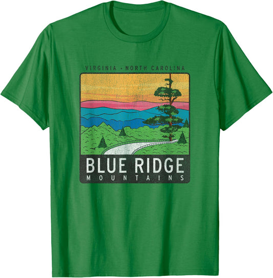 Blue Ridge Mountains National Park Retro T-Shirt - T-Shirt | Irish Green