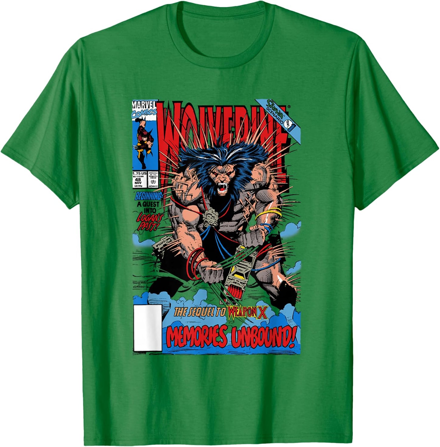 Marvel X-Men The Sequel To Weapon X Memories Unbound! Cover T-Shirt - T-Shirt | Irish Green