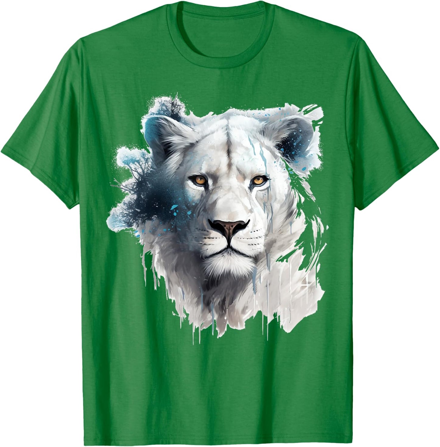 Lion in White - Art Animal Motif Zoo Lion T-Shirt - T-Shirt | Irish Green