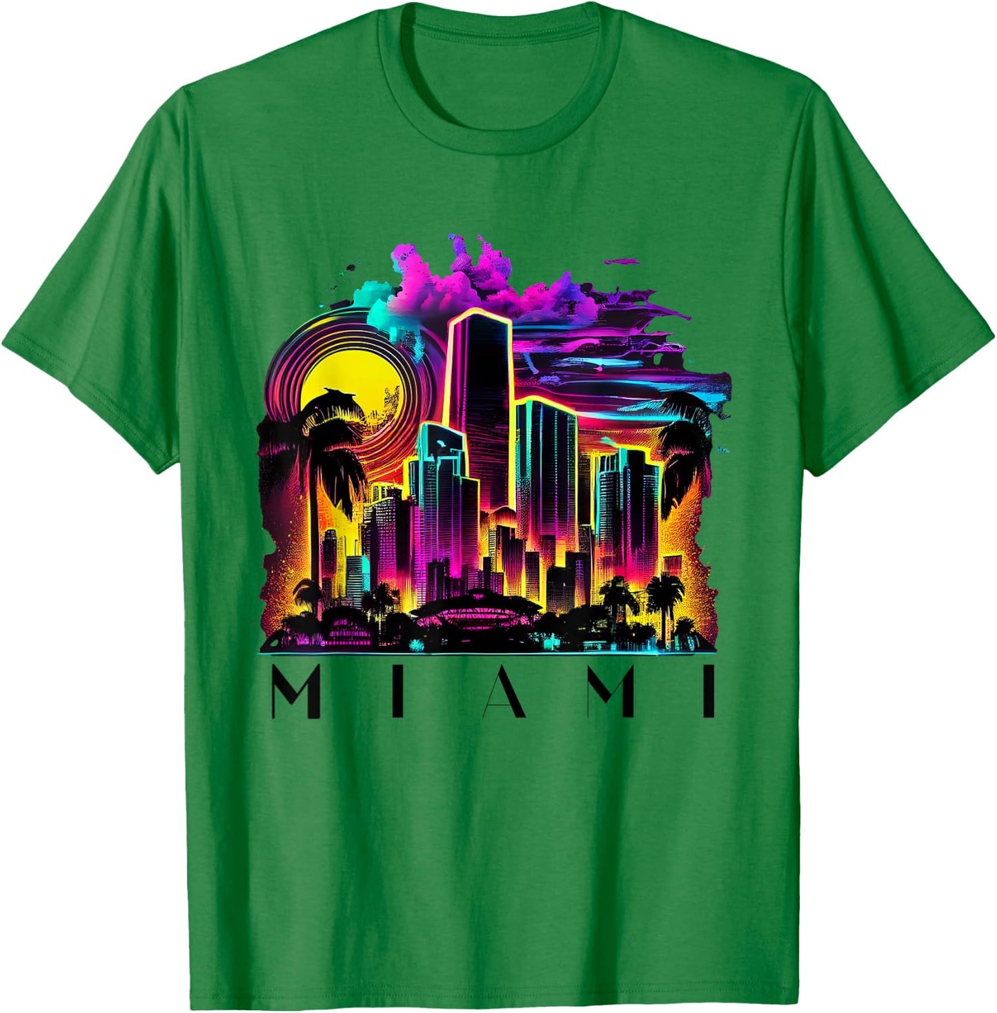 Miami Men Florida Vibrant Colorful Miami Souvenir T-Shirt - T-Shirt | Irish Green