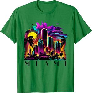 Miami Men Florida Vibrant Colorful Miami Souvenir T-Shirt - T-Shirt | Irish Green