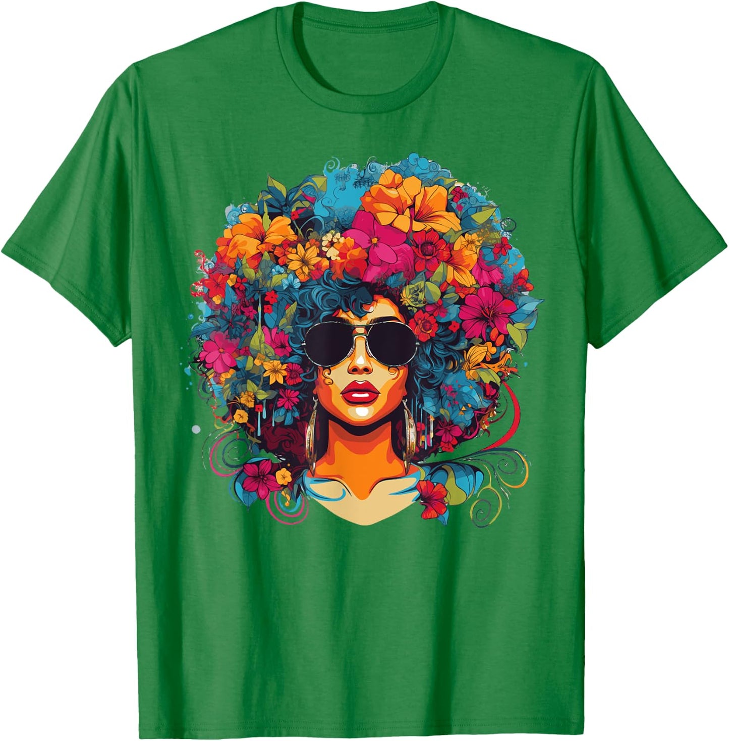 Afro Hair Natural Black History Pride Black Melanin T-Shirt - T-Shirt | Irish Green