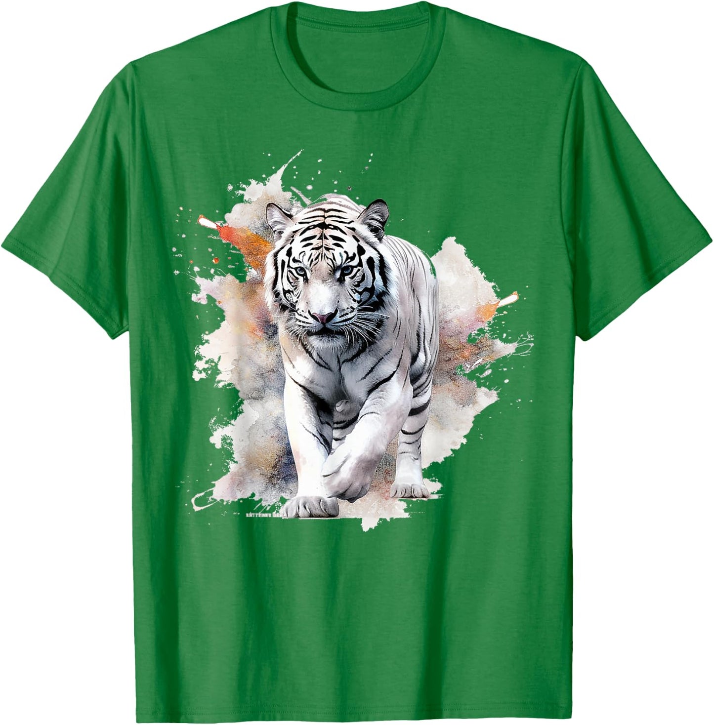 White Tiger Lover Artwork | Animal Motif Tiger T-Shirt - T-Shirt | Irish Green
