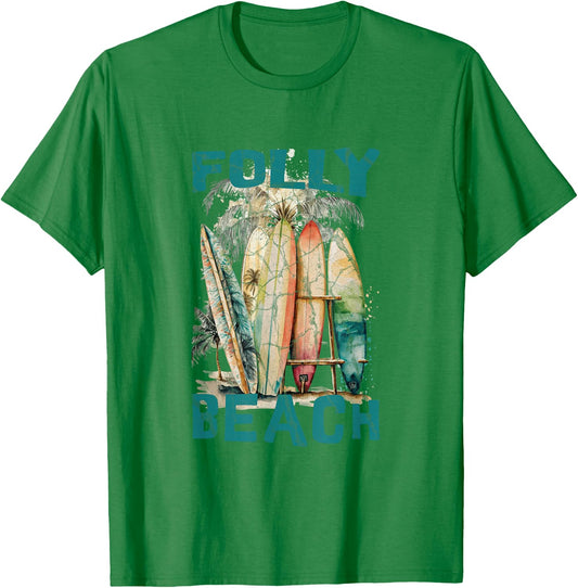 Folly Beach Men Women Girls Kids T-Shirt - T-Shirt | Irish Green