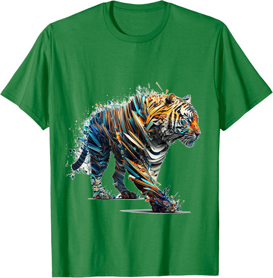 Tiger art colourful tiger motif animal tiger T-Shirt - T-Shirt | Irish Green