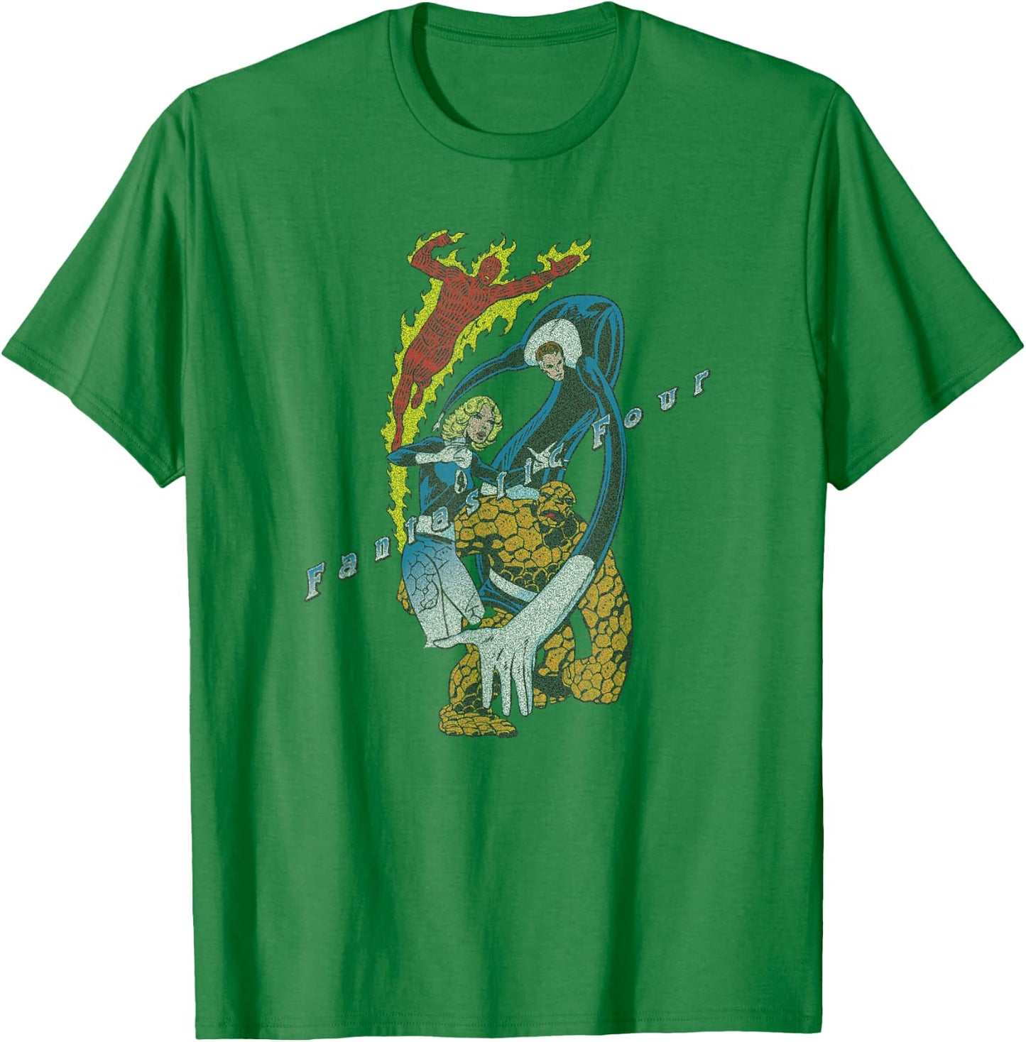 Marvel Fantastic Four Group Shot Comic Retro Vintage Logo T-Shirt - T-Shirt | Irish Green