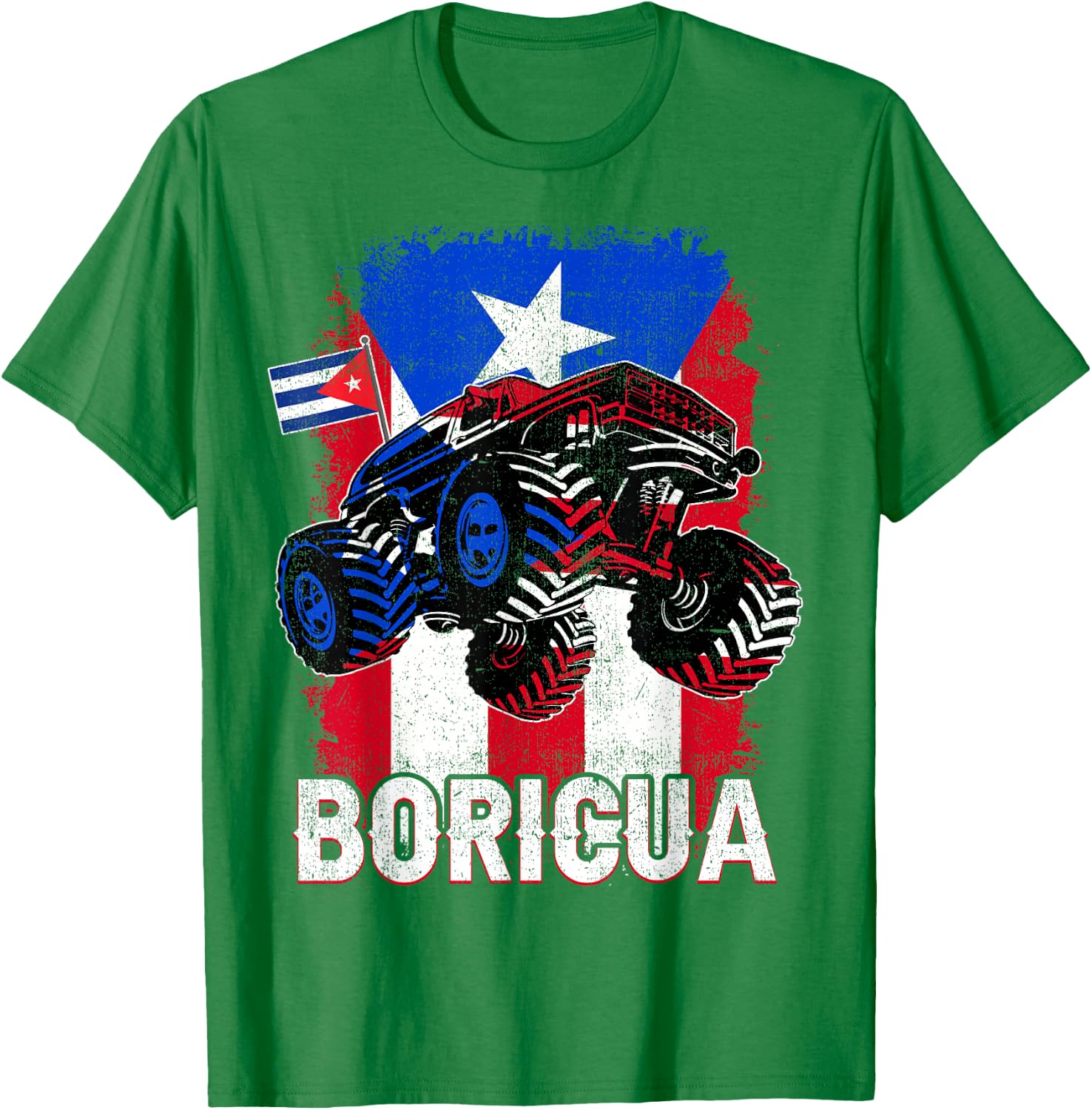 Boricua Puerto Rico Kid Boy Toddler Monster Truck Rican Flag T-Shirt - T-Shirt | Irish Green