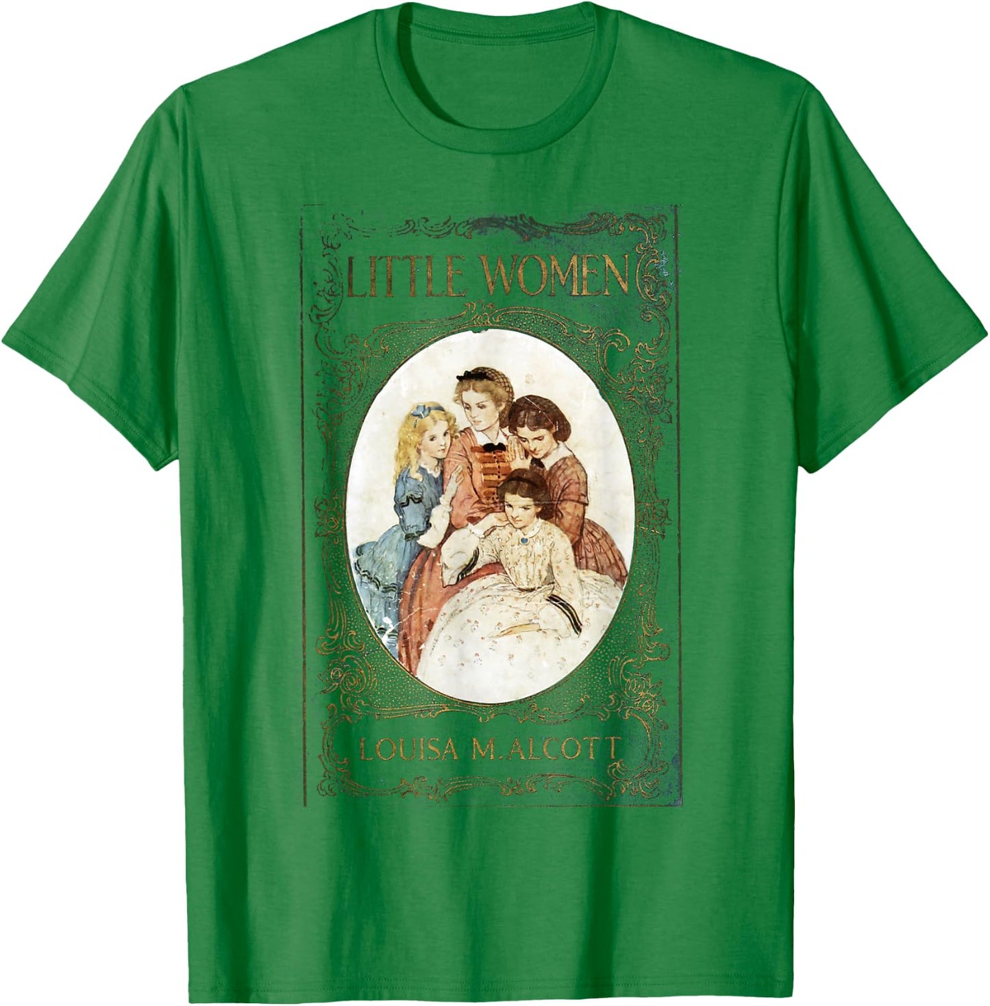 Little Women Louisa May Alcott Vintage Book Cover T-Shirt - T-Shirt | Irish Green