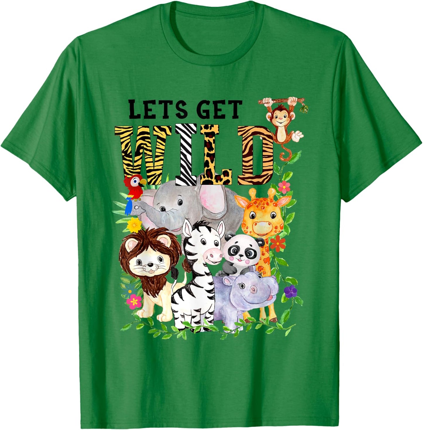 Let's Get Wild Zoo Animals Safari Party A Day At The Zoo T-Shirt - T-Shirt | Irish Green