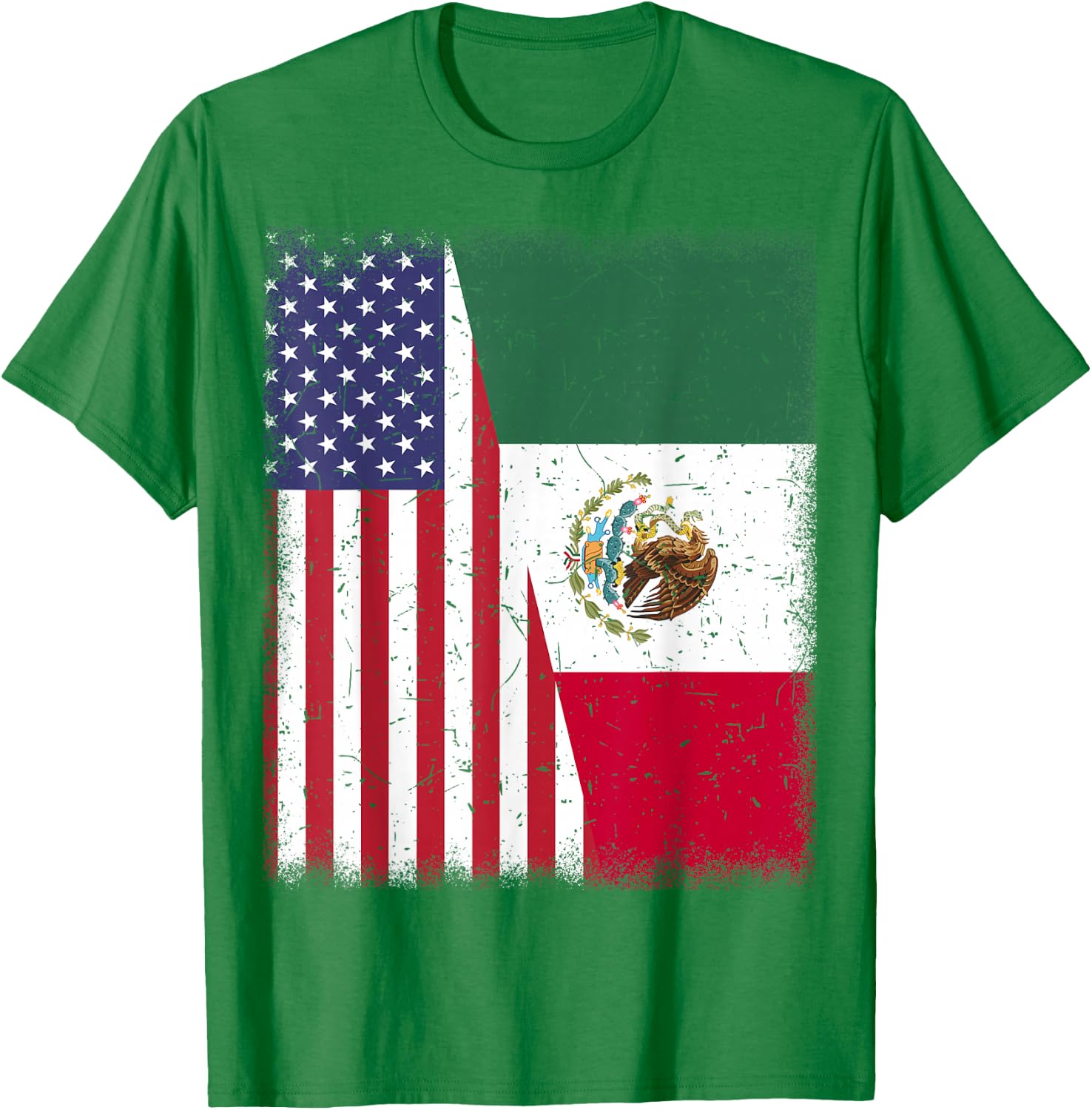 Mexico Half American Flag Mexican Independence Day Men Women T-Shirt - T-Shirt | Irish Green