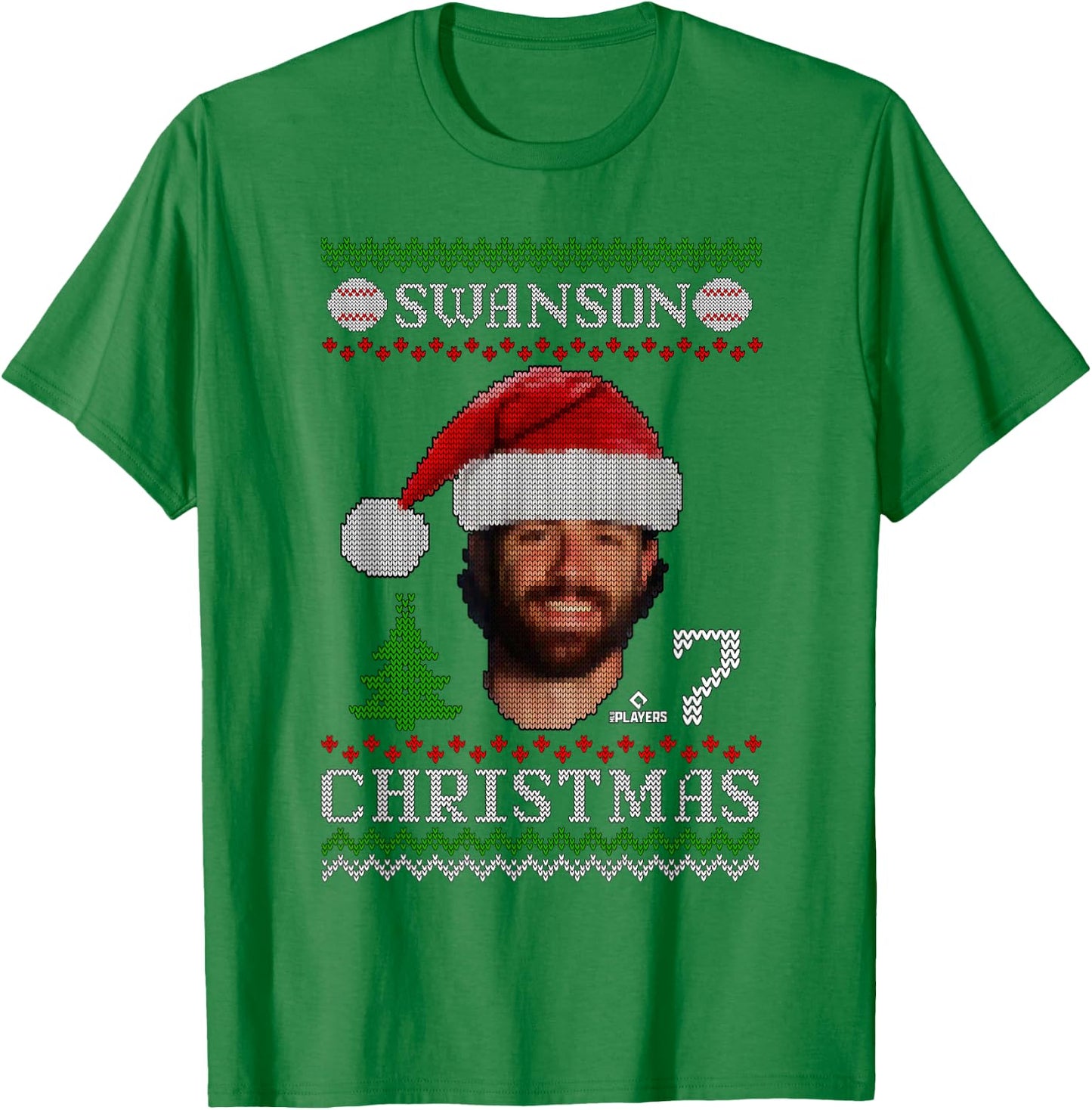 Dansby Swanson Chicago Baseball Christmas Sweater MLBPA T-Shirt - T-Shirt | Irish Green