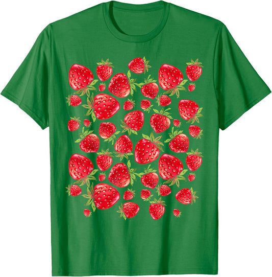 Strawberry Strawberries Farmhouse Style Pattern T-Shirt - T-Shirt | Irish Green
