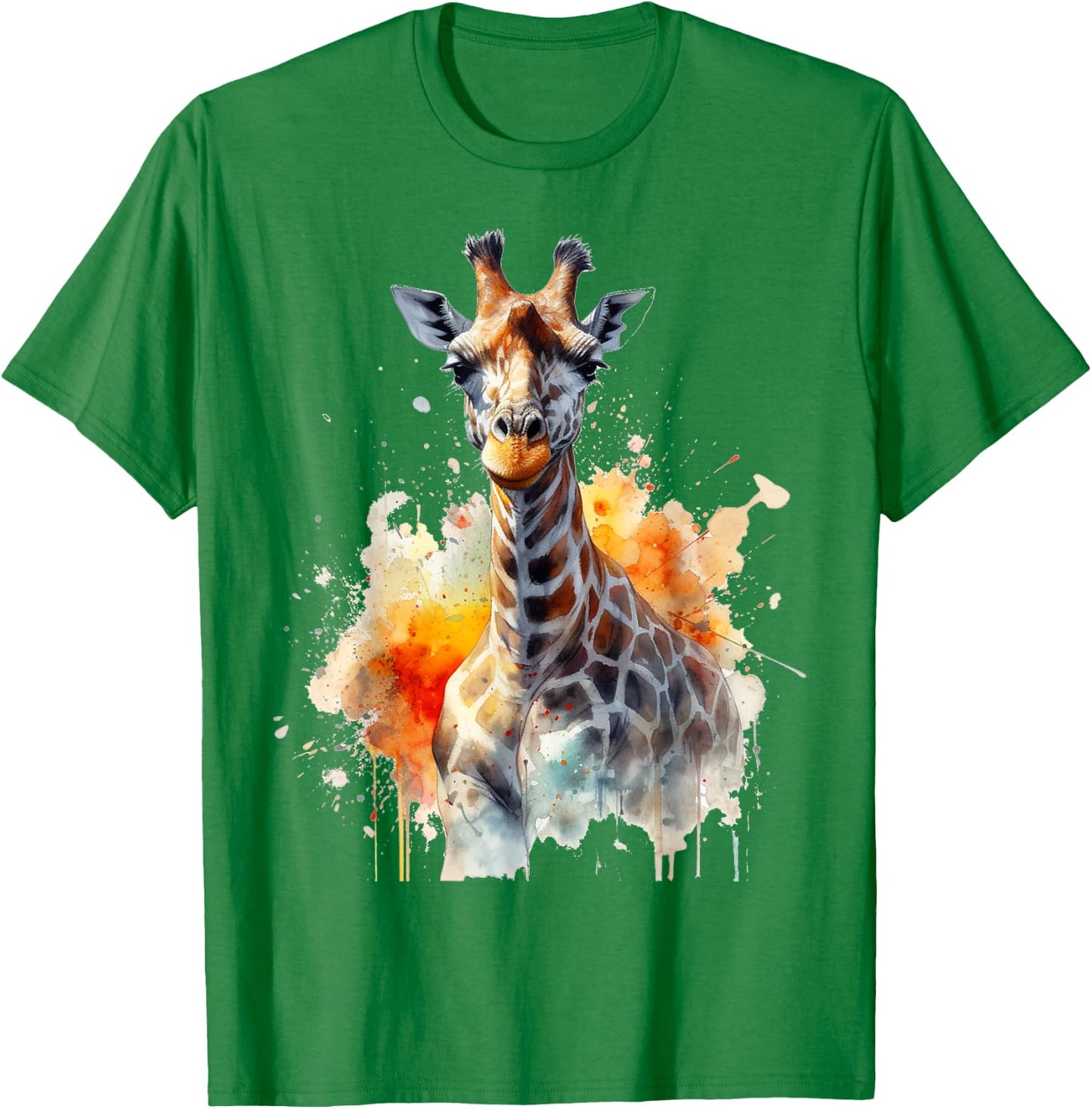Giraffe Art Animal Artwork Zoo Giraffe T-Shirt - T-Shirt | Irish Green