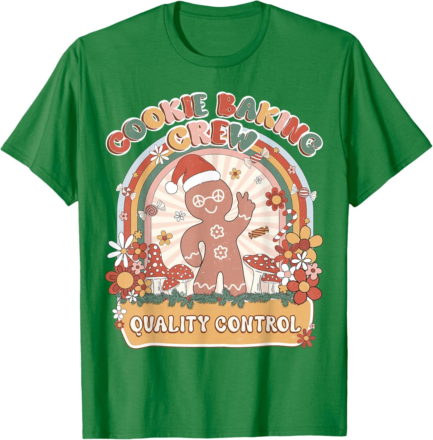 Quality Control Cookie Baking Crew Retro Groovy Matching T-Shirt - T-Shirt | Irish Green