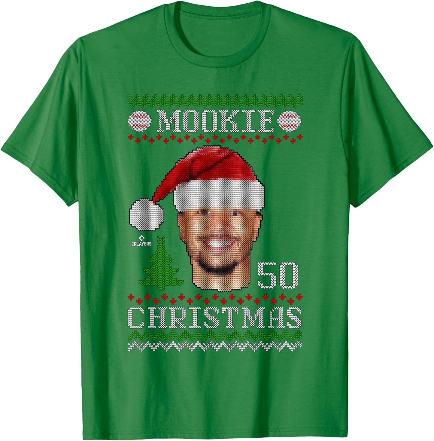 Mookie Betts Los Angeles Baseball Christmas Sweater MLBPA T-Shirt - T-Shirt | Irish Green