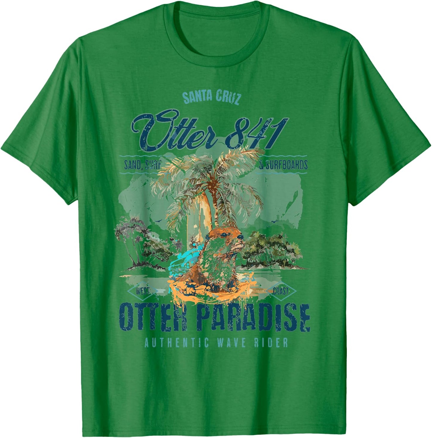 Otter 841 Surfing Otter 841 California Surf Board Otter 841 T-Shirt - T-Shirt | Irish Green