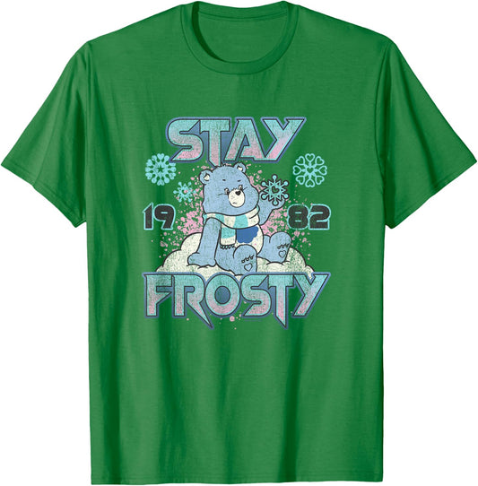 Care Bears Christmas Stay Frosty Feeling The Snow Retro Logo T-Shirt - T-Shirt | Irish Green