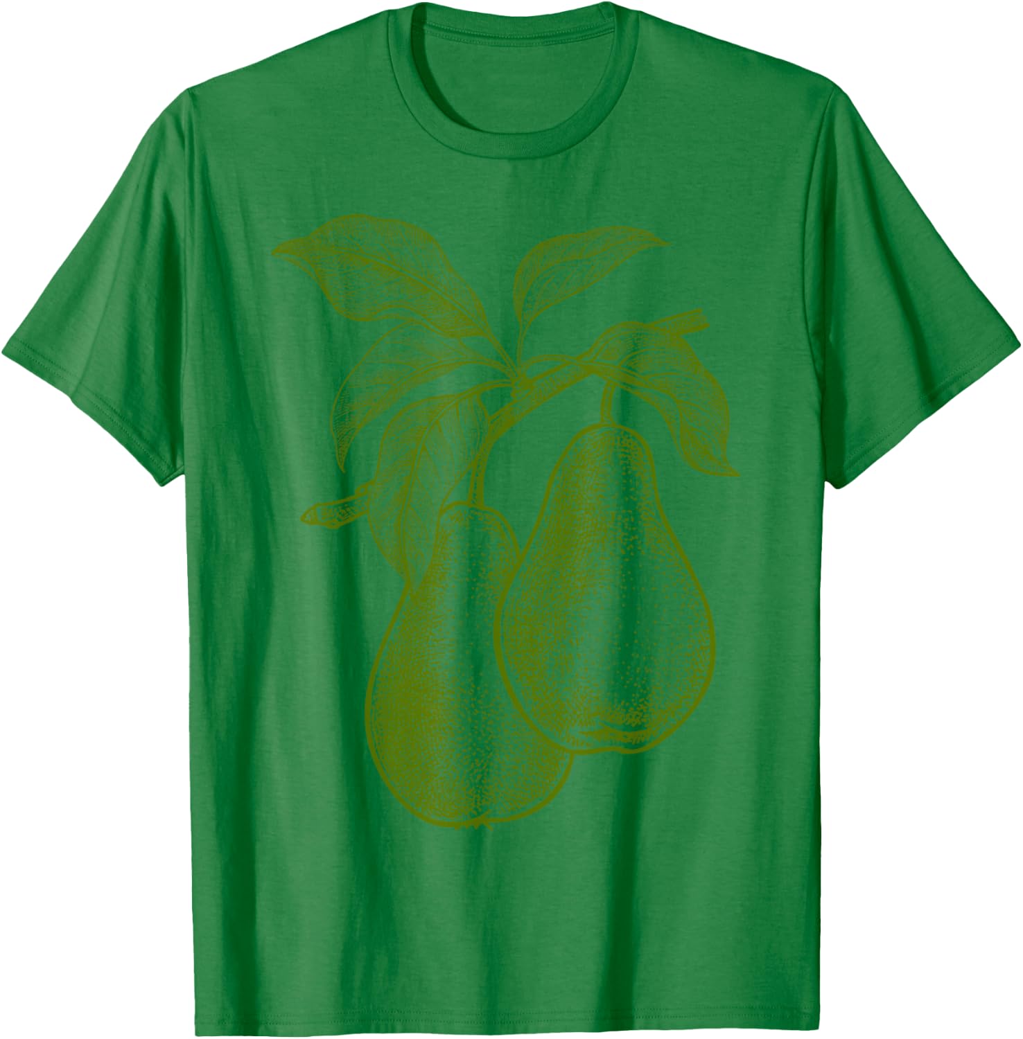 Big Fruit Mono Farblinie Birne Pear Green Fruit Retro Vintage Line Graphic - Pear T-Shirt - T-Shirt | Irish Green