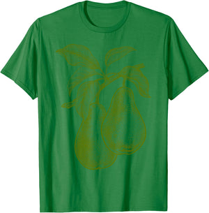 Big Fruit Mono Farblinie Birne Pear Green Fruit Retro Vintage Line Graphic - Pear T-Shirt - T-Shirt | Irish Green