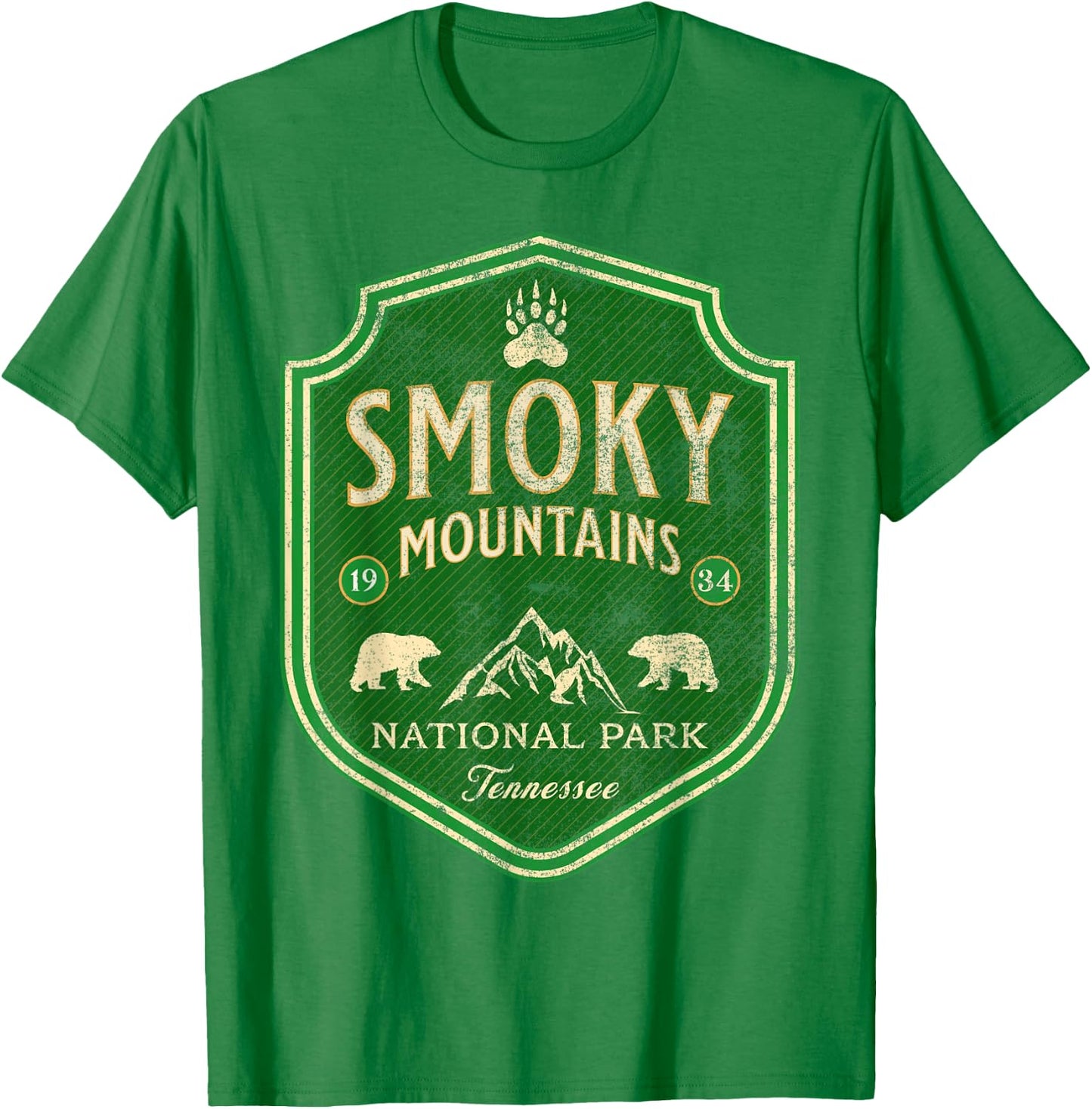 Great Smoky Mountains Nature Hiking Bear Outdoors Mountain T-Shirt - T-Shirt | Irish Green