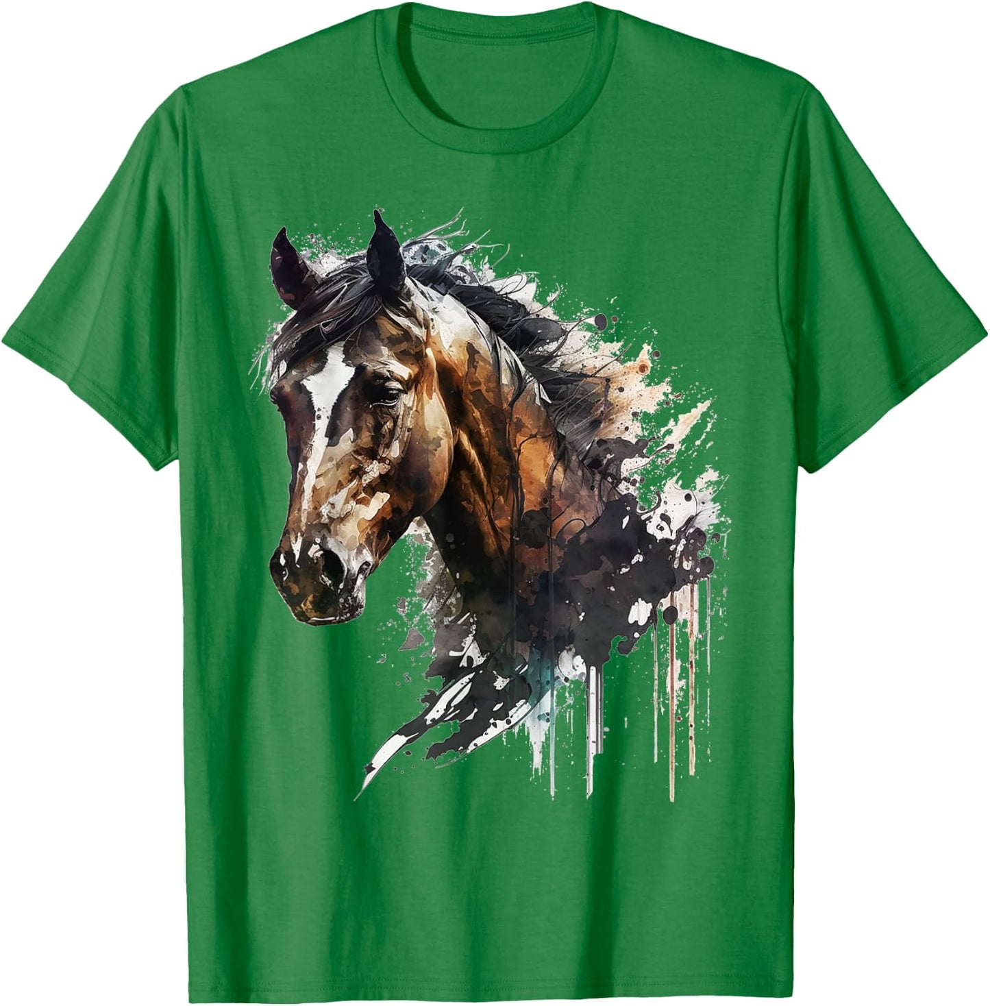 Horse riding art animal print horse motif horse T-Shirt - T-Shirt | Irish Green