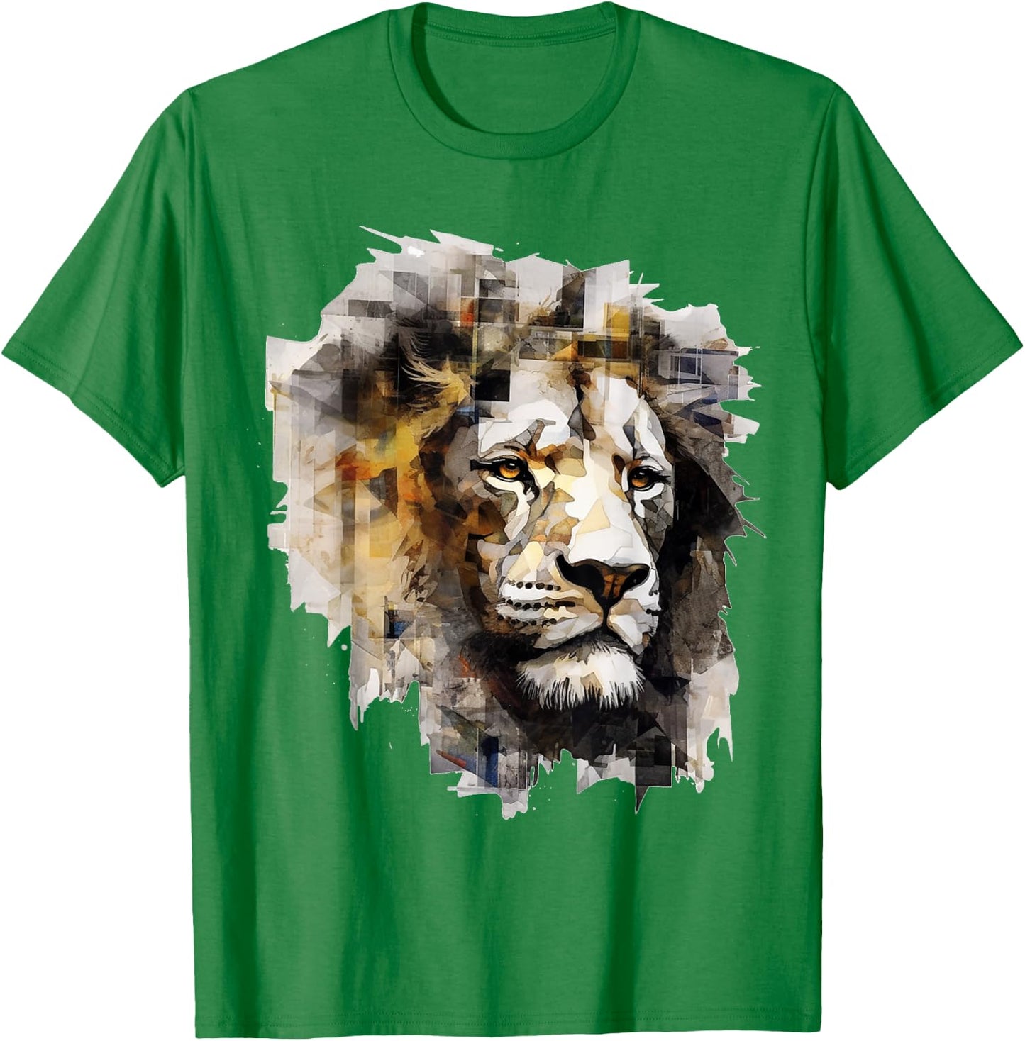 Lion Artwork - Animal Motif Art Lion T-Shirt - T-Shirt | Irish Green