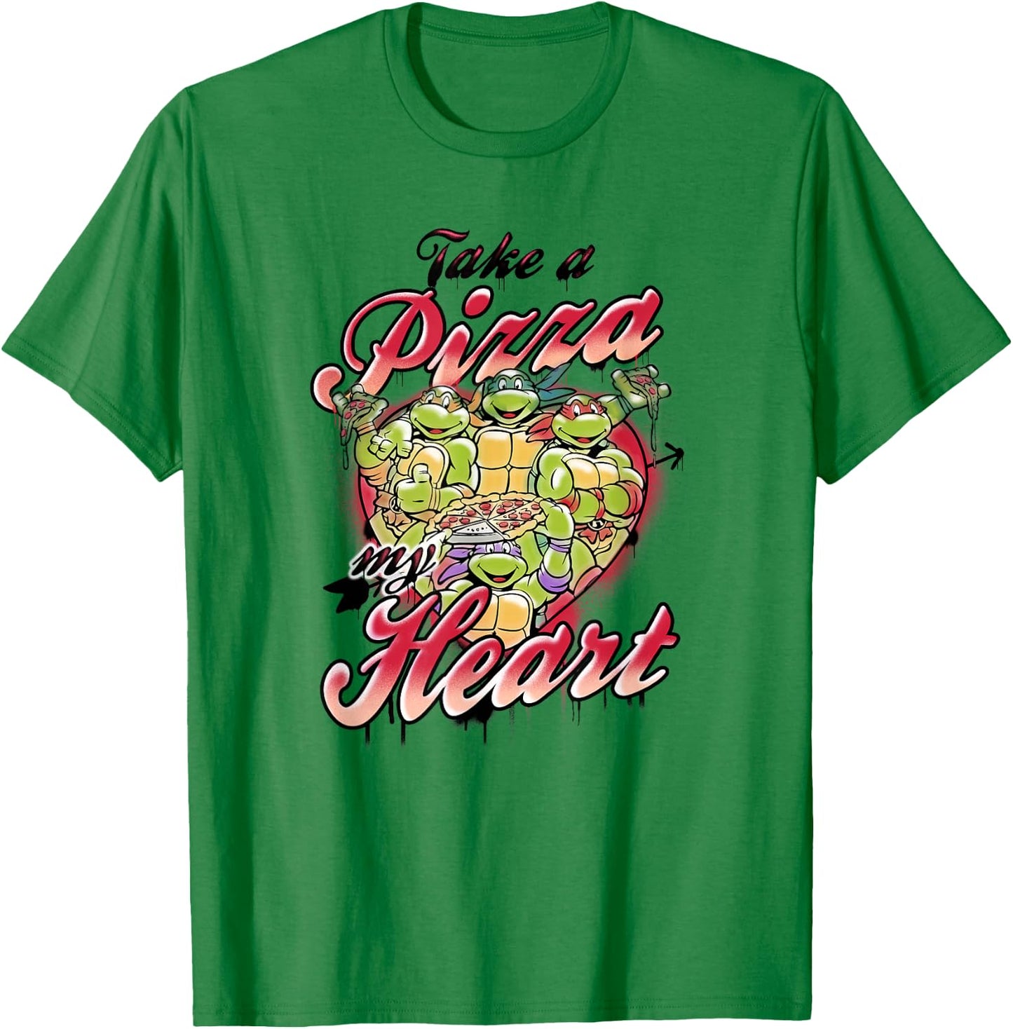 Teenage Mutant Ninja Turtles Valentine's Day Pizza Heart T-Shirt - T-Shirt | Irish Green