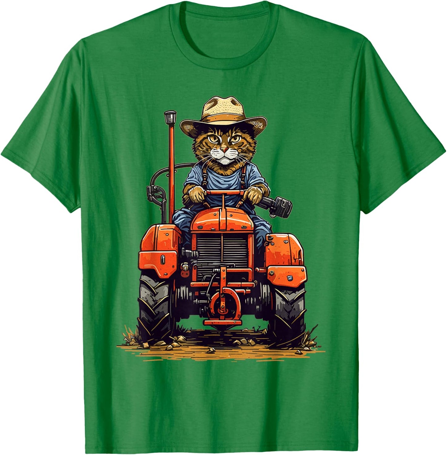 Funny Farm Tractor Lover Cat Farmer Life Cat Driving Tractor T-Shirt - T-Shirt | Irish Green