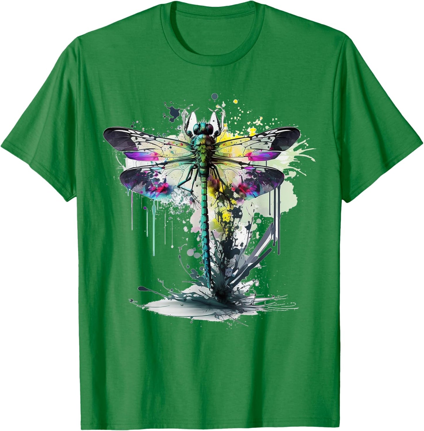 Dragonfly Animal Art Colourful Abstract Dragonfly T-Shirt - T-Shirt | Irish Green