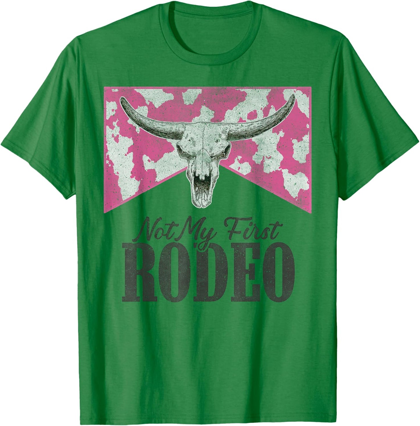 Leopard Bull Skull Western Life Country Not My First Rodeo T-Shirt - T-Shirt | Irish Green